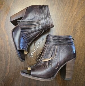 Bed Stu Onset Olivia Peep Toe Fringe Booties